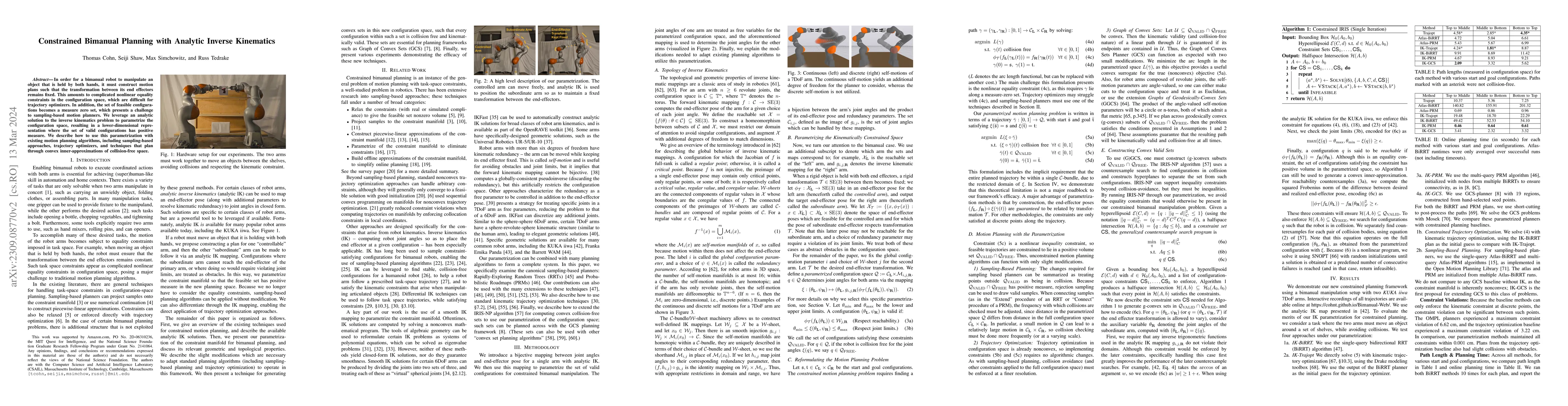 Thumbnail for Constrained Bimanual Planning with Analytic Inverse Kinematics