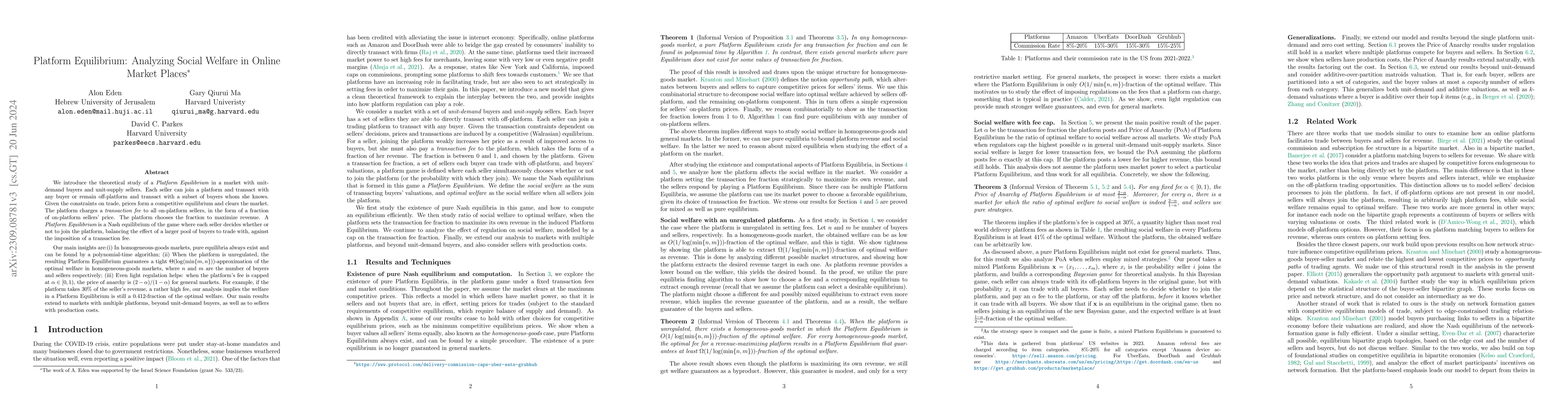 Thumbnail for Platform Equilibrium: Analayzing Social Welfare in Online Market Places