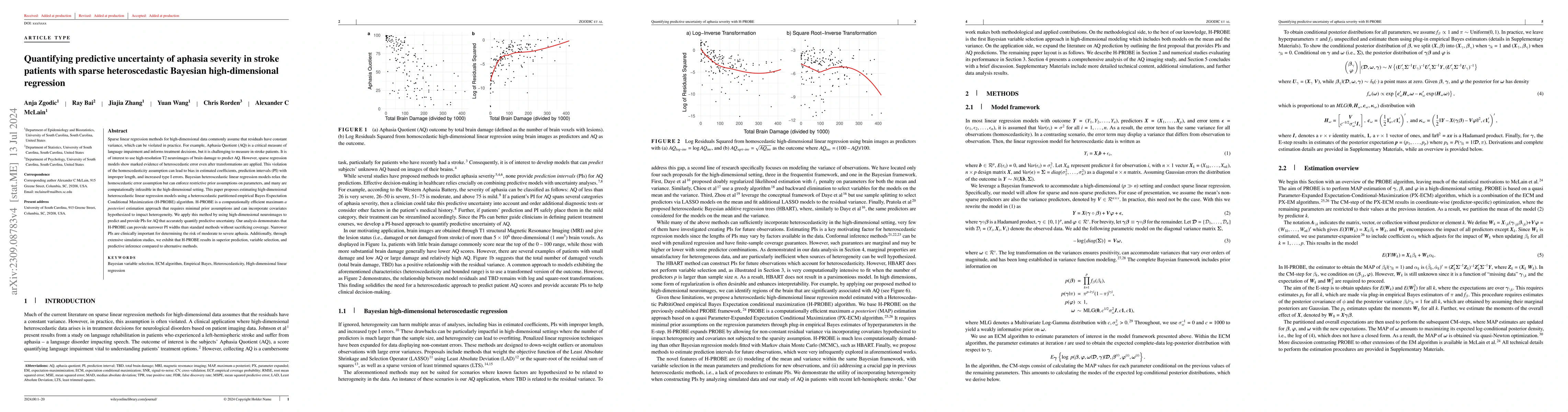 Thumbnail for Quantifying predictive uncertainty of aphasia severity in stroke
  patients with sparse heteroscedastic Bayesian high-dimensional regression