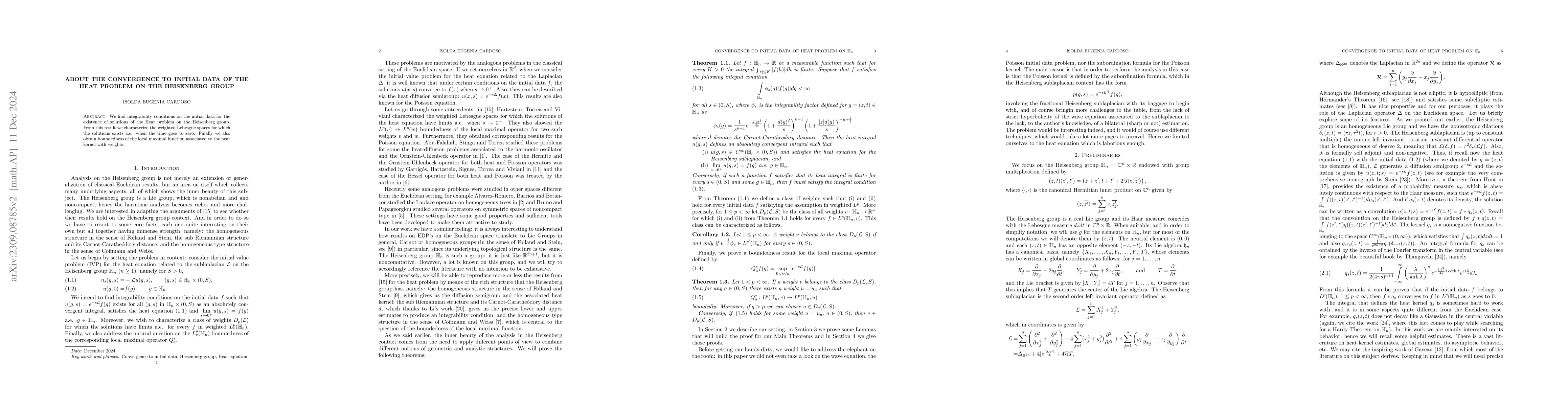 Thumbnail for About the convergence to initial data of the heat problem on the
  Heisenberg group