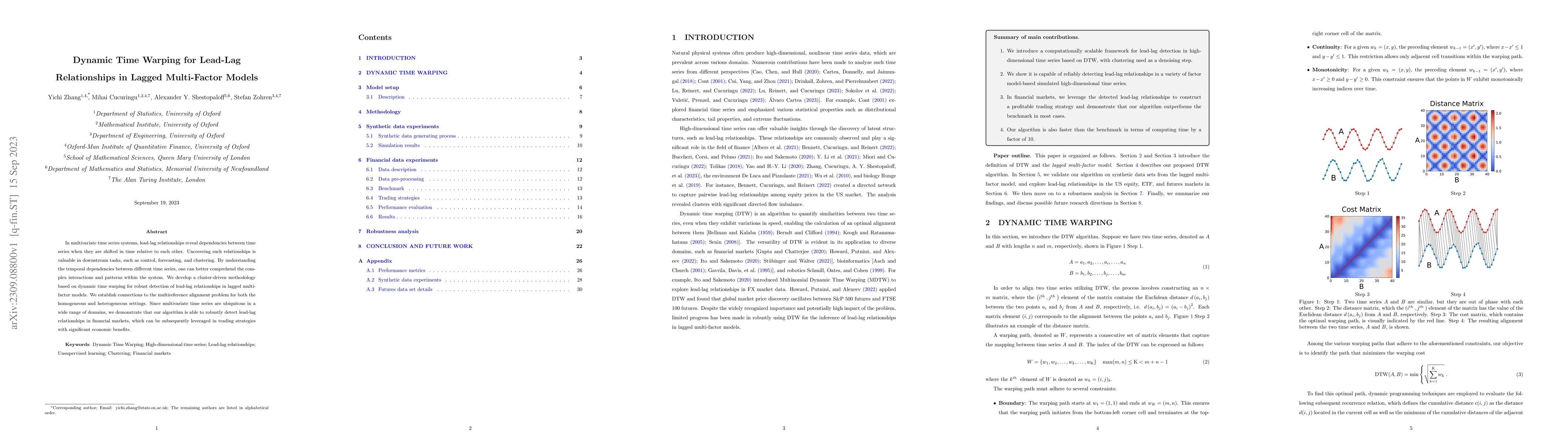Thumbnail for Dynamic Time Warping for Lead-Lag Relationships in Lagged Multi-Factor
  Models