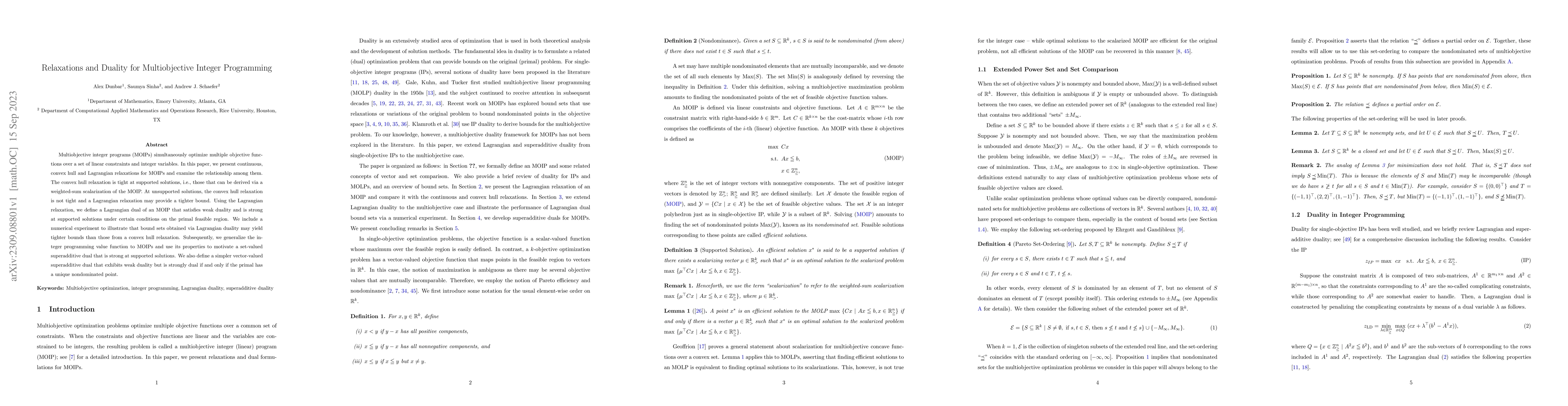 Thumbnail for Relaxations and Duality for Multiobjective Integer Programming