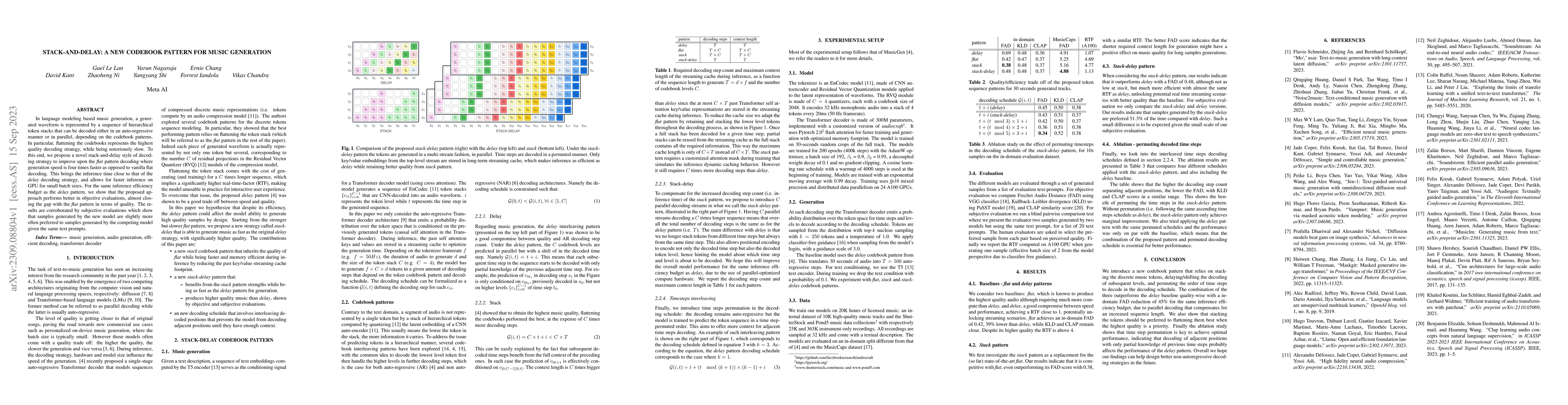 Thumbnail for Stack-and-Delay: a new codebook pattern for music generation