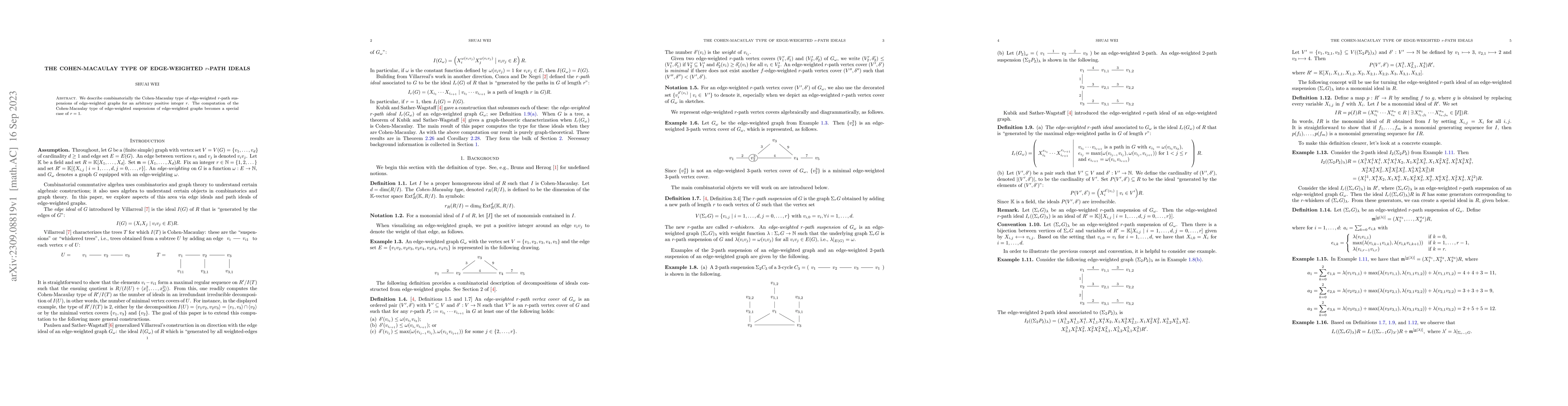 Thumbnail for The Cohen-Macaulay type of edge-weighted r-path ideals