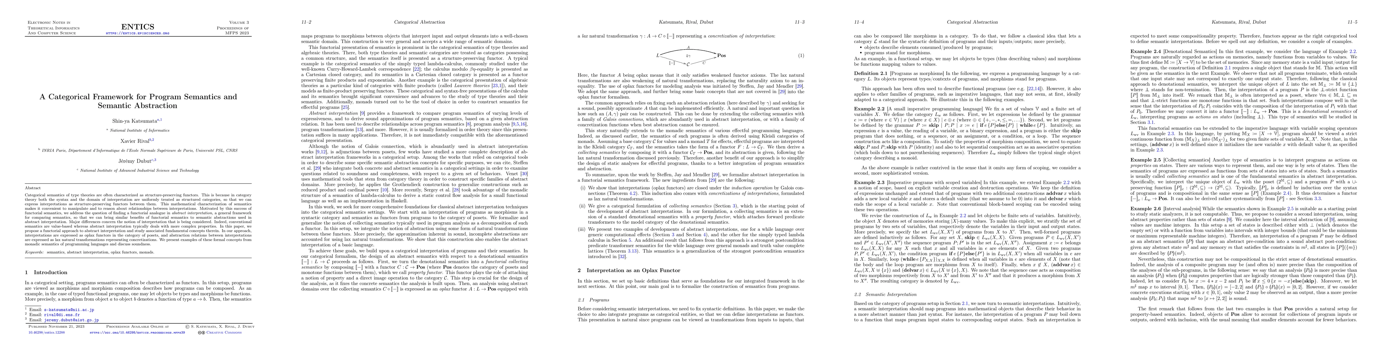 Thumbnail for A Categorical Framework for Program Semantics and Semantic Abstraction