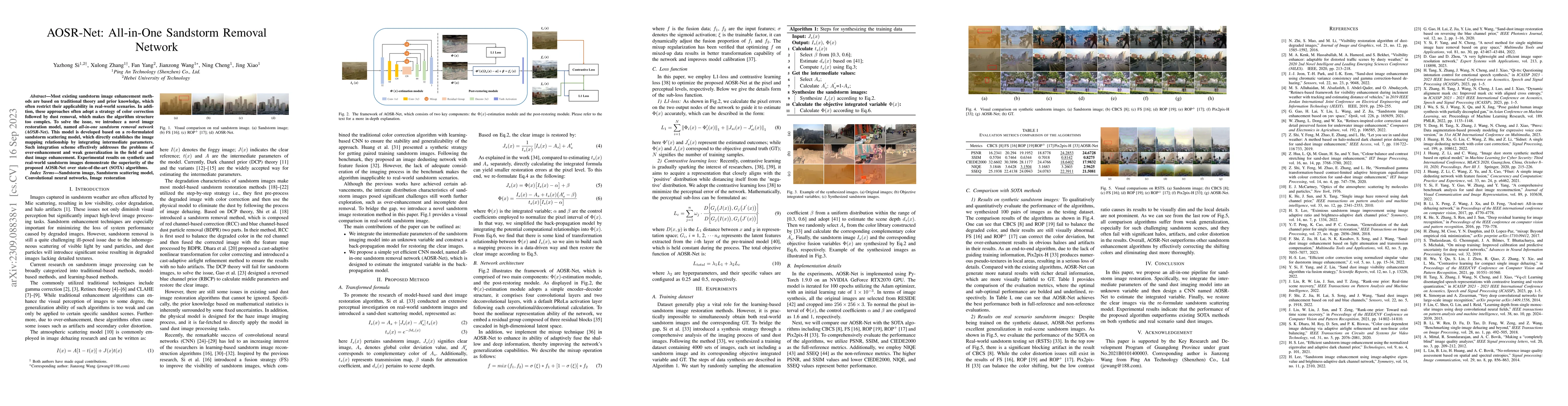 Thumbnail for AOSR-Net: All-in-One Sandstorm Removal Network