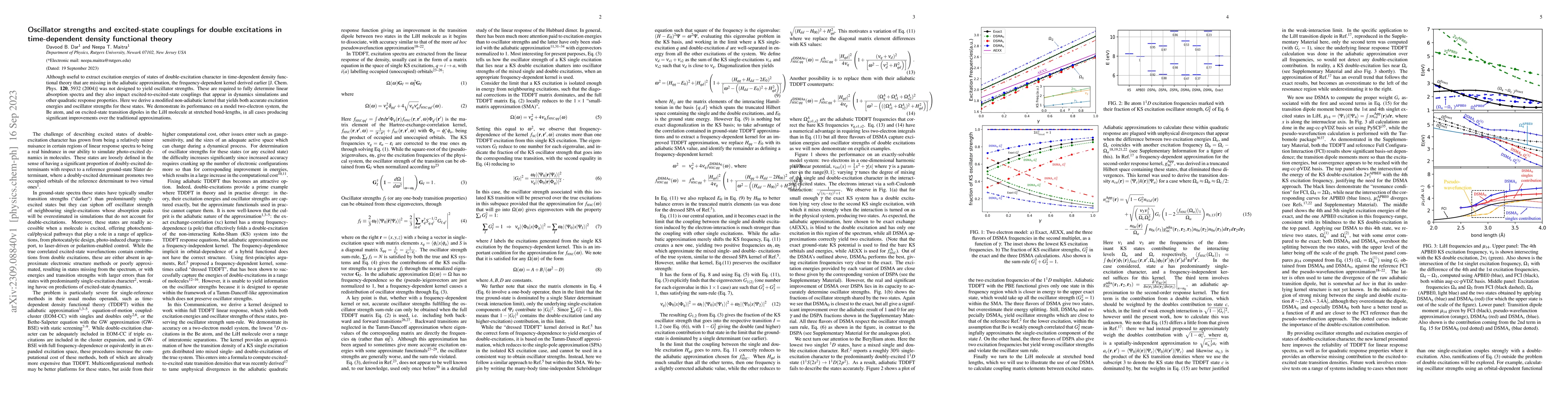 Thumbnail for Oscillator strengths and excited-state couplings for double excitations
  in time-dependent density functional theory