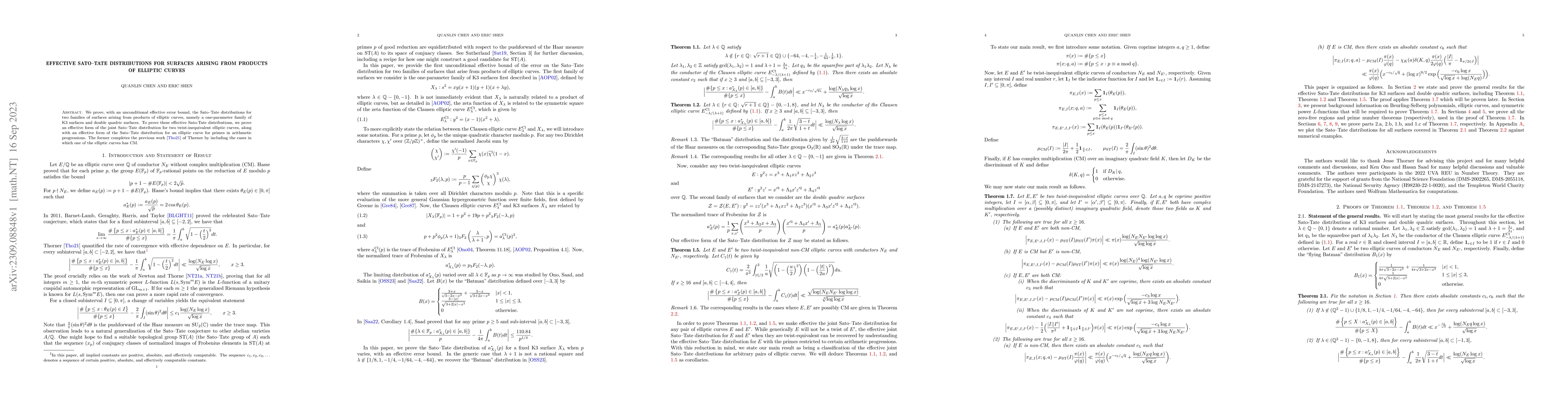 Thumbnail for On Effective Sato-Tate Distributions for Surfaces Arising from Products
  of Elliptic Curves