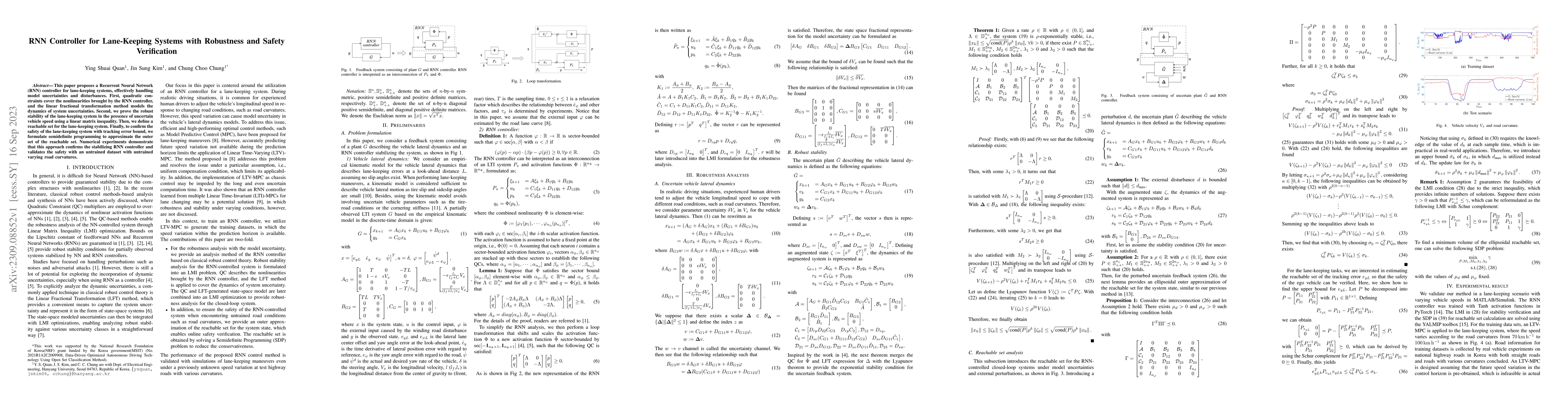 Thumbnail for RNN Controller for Lane-Keeping Systems with Robustness and Safety
  Verification