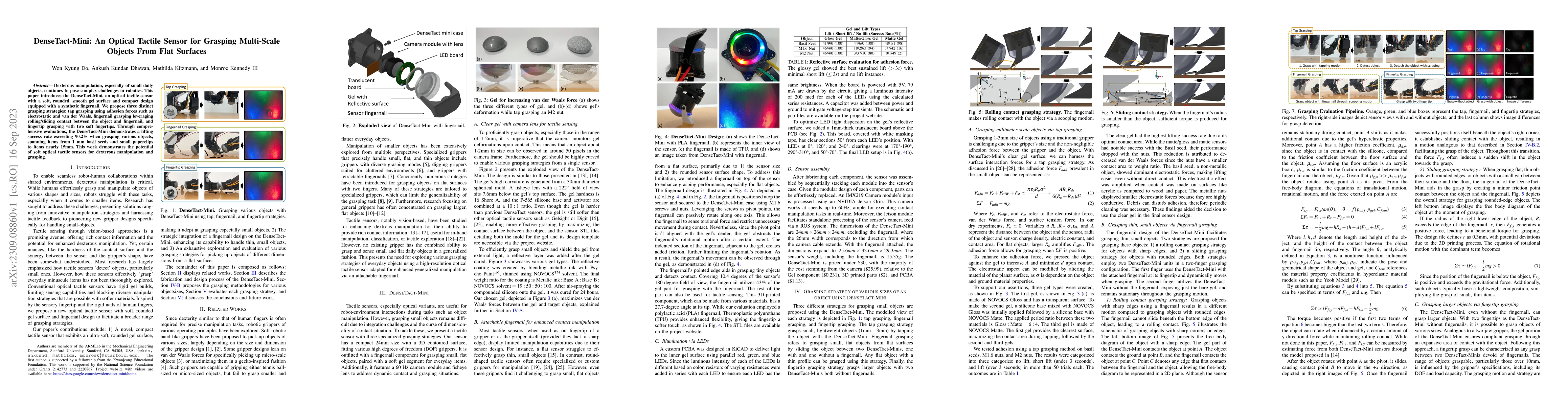 Thumbnail for DenseTact-Mini: An Optical Tactile Sensor for Grasping Multi-Scale
  Objects From Flat Surfaces