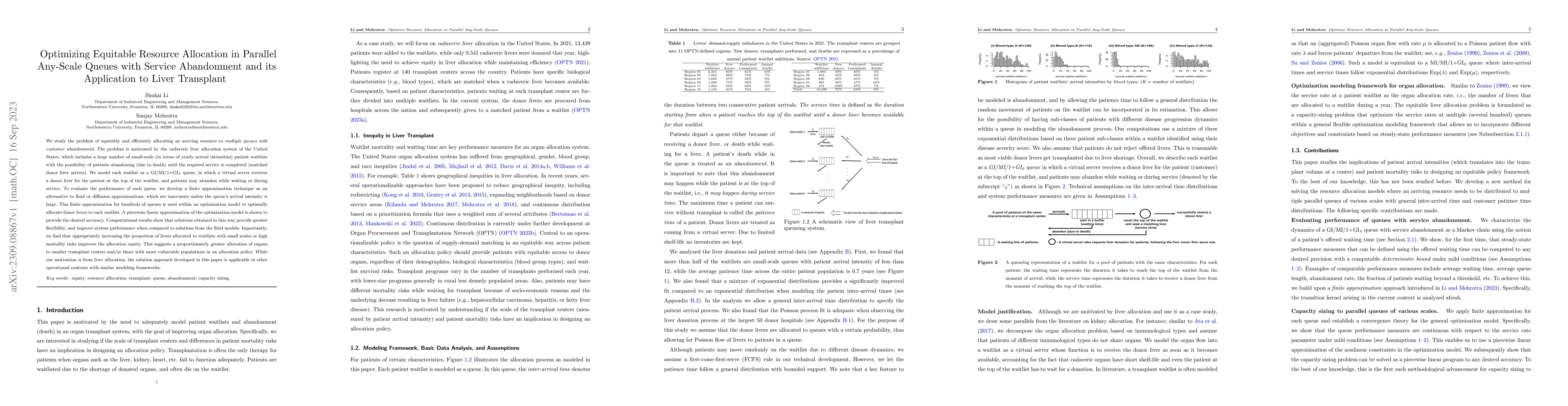Thumbnail for Optimizing Equitable Resource Allocation in Parallel Any-Scale Queues
  with Service Abandonment and its Application to Liver Transplant