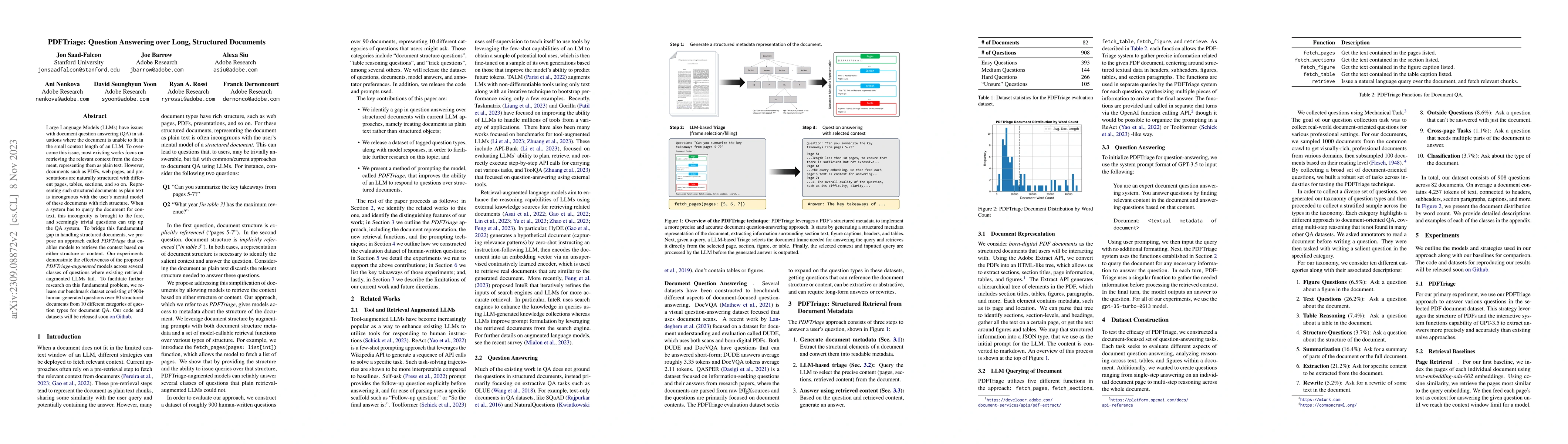Thumbnail for PDFTriage: Question Answering over Long, Structured Documents