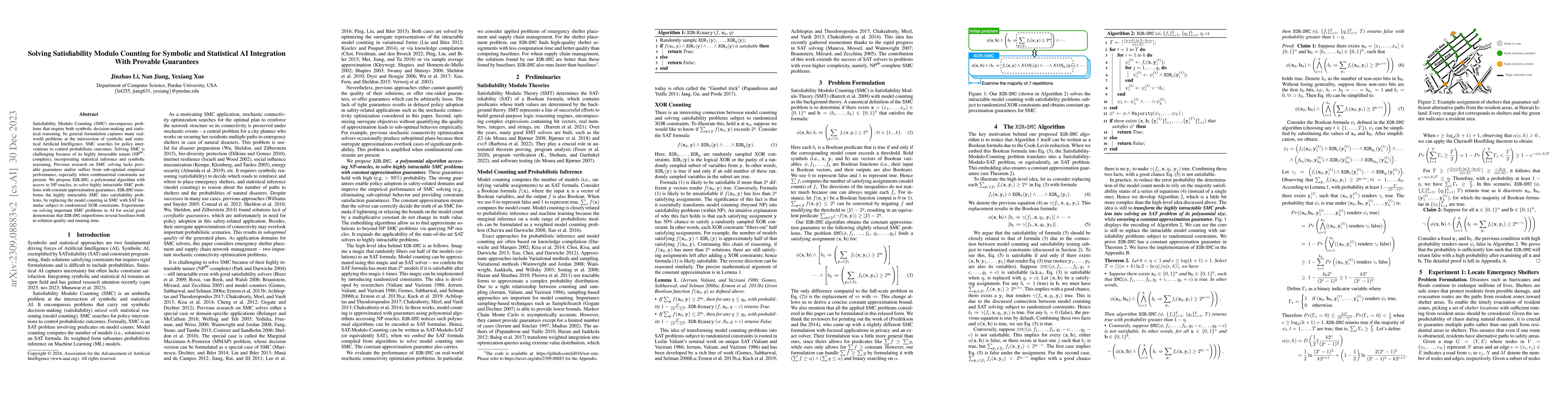Thumbnail for Solving Satisfiability Modulo Counting for Symbolic and Statistical AI
  Integration With Provable Guarantees