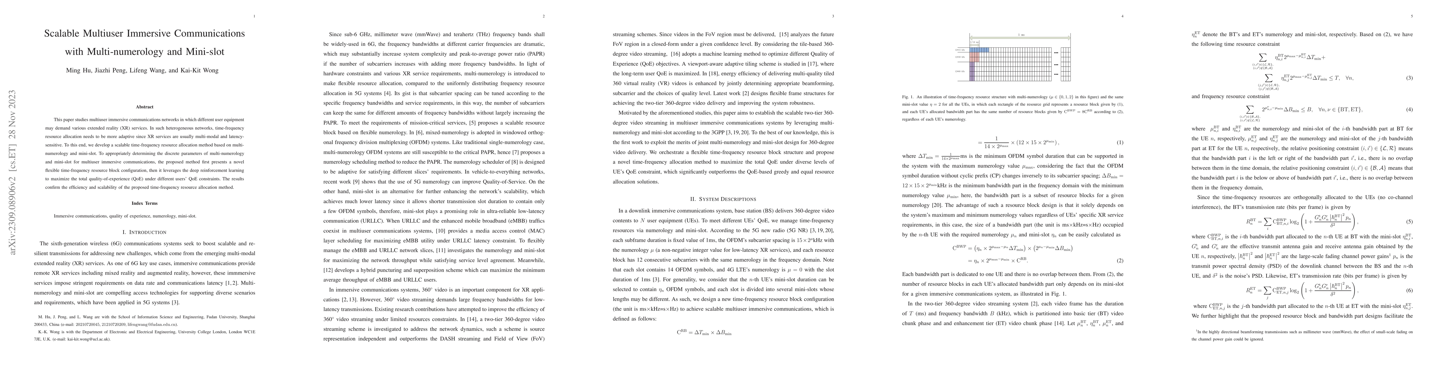Thumbnail for Scalable Multiuser Immersive Communications with Multi-numerology and
  Mini-slot