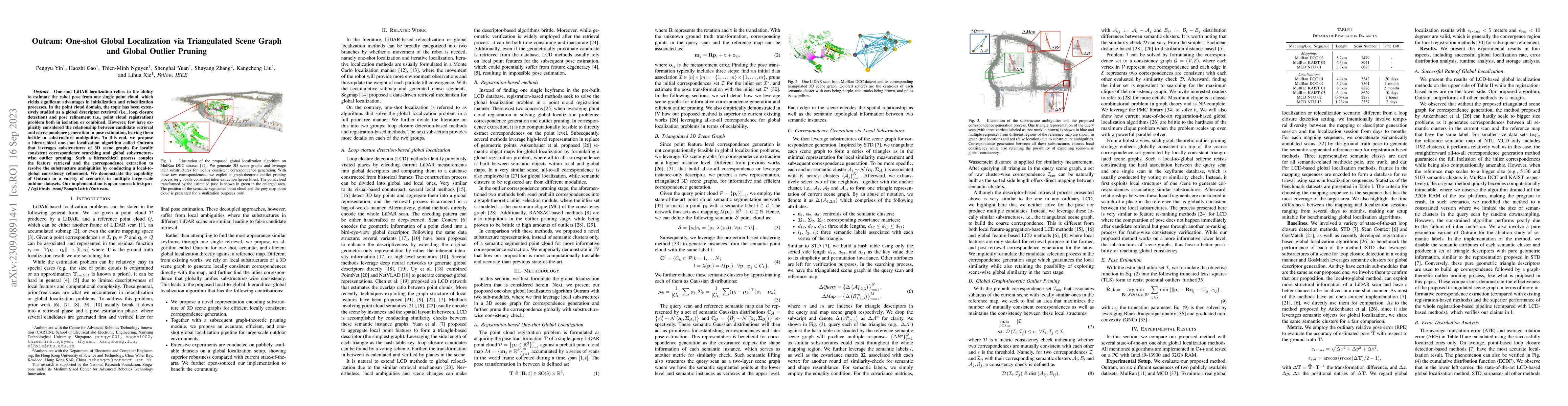 Thumbnail for Outram: One-shot Global Localization via Triangulated Scene Graph and
  Global Outlier Pruning
