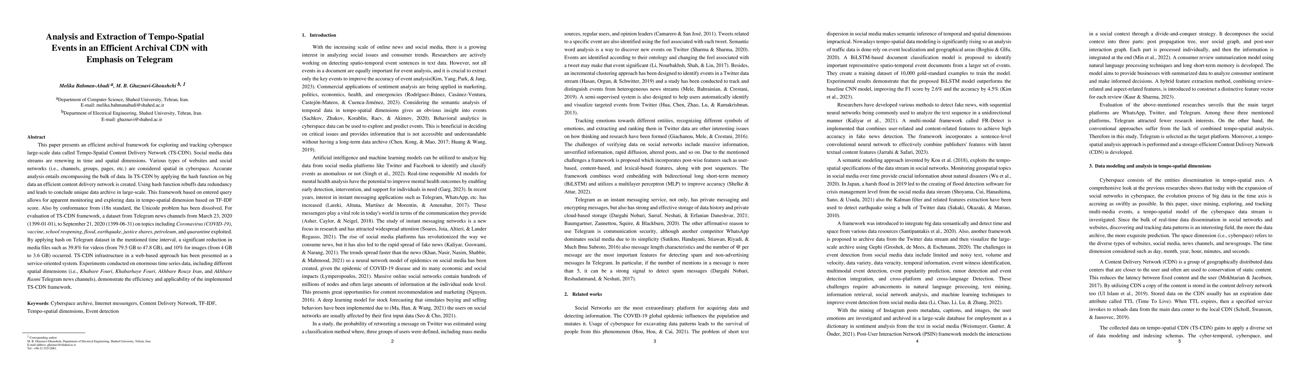 Thumbnail for Analysis and Extraction of Tempo-Spatial Events in an Efficient Archival
  CDN with Emphasis on Telegram