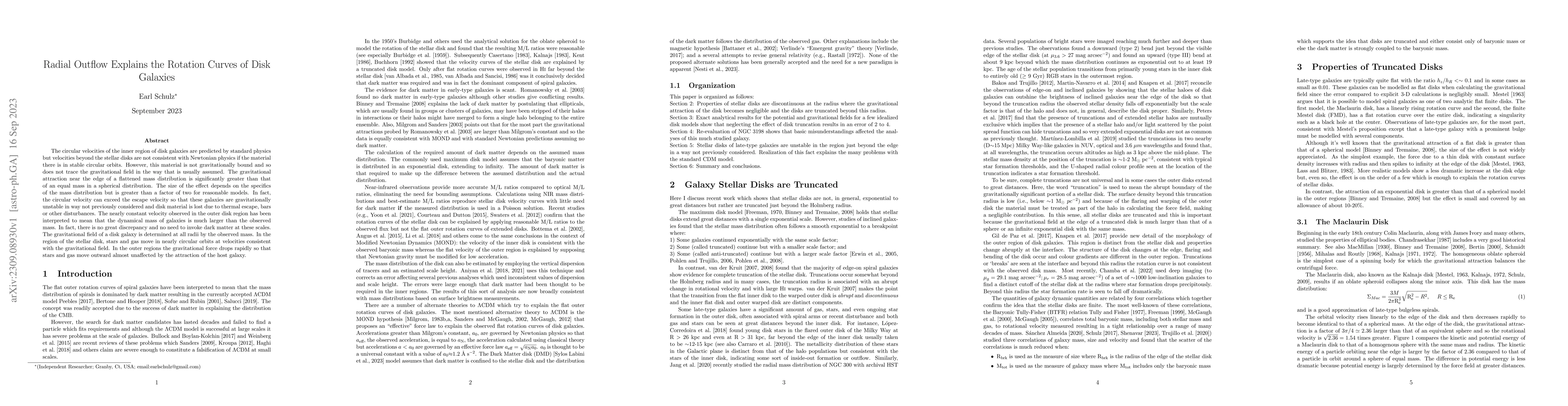 Thumbnail for Radial Outflow Explains the Rotation Curves of Disk Galaxies