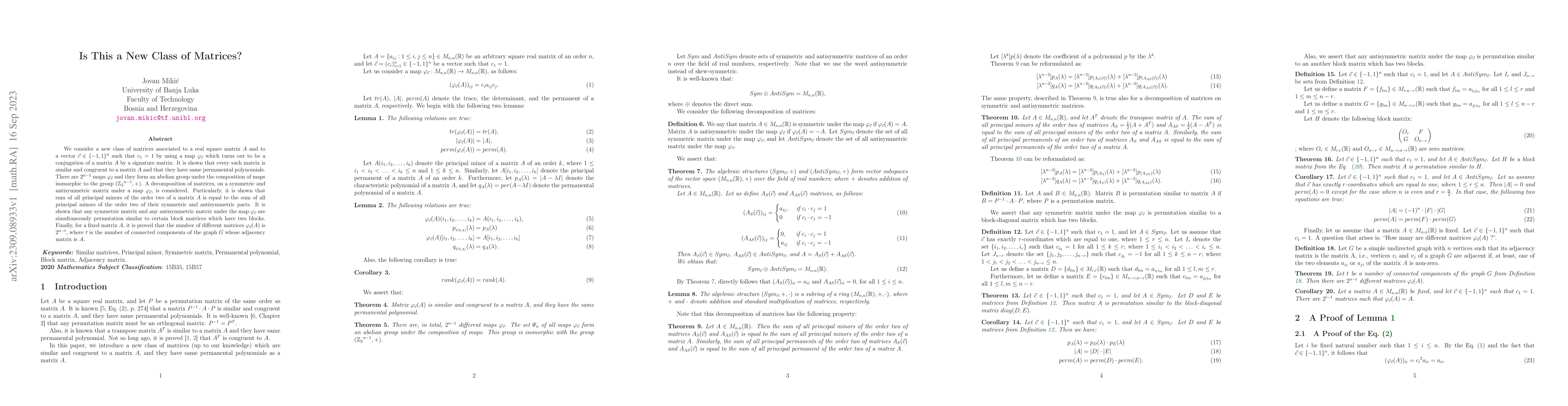 Thumbnail for Is This a New Class of Matrices?