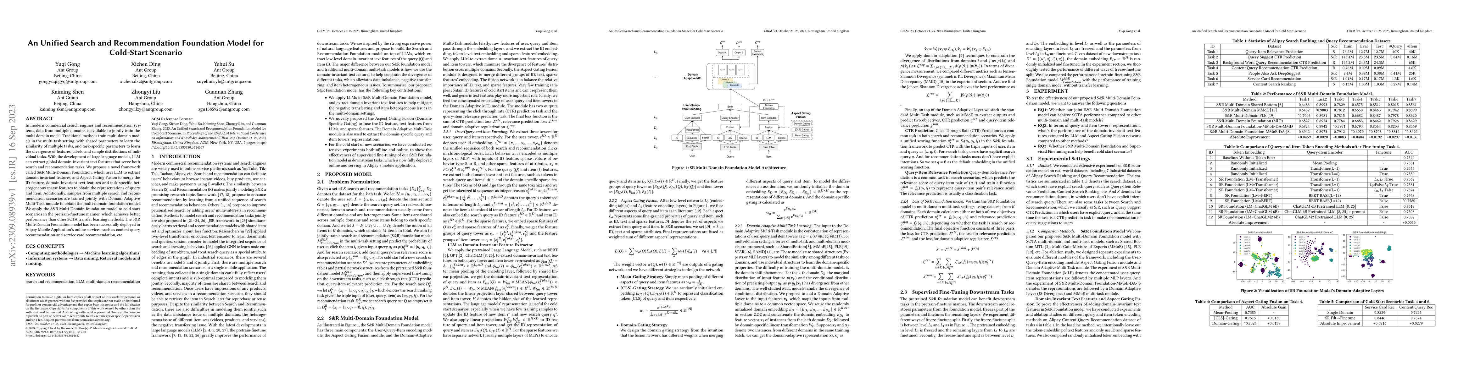 Thumbnail for An Unified Search and Recommendation Foundation Model for Cold-Start
  Scenario