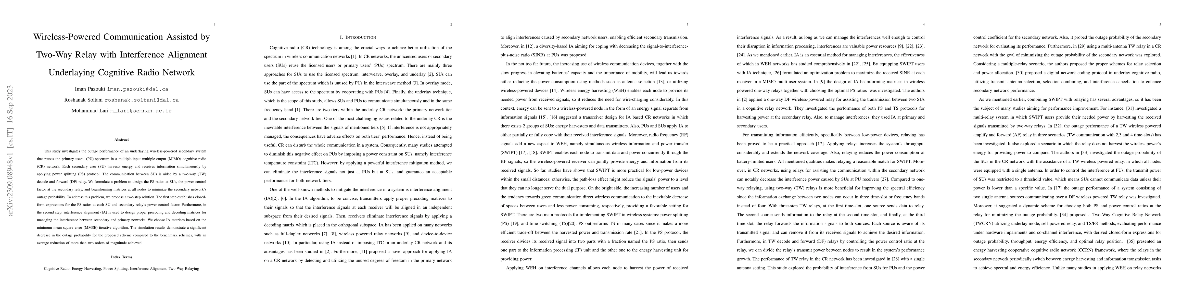 Thumbnail for Wireless-Powered Communication Assisted by Two-Way Relay with
  Interference Alignment Underlaying Cognitive Radio Network