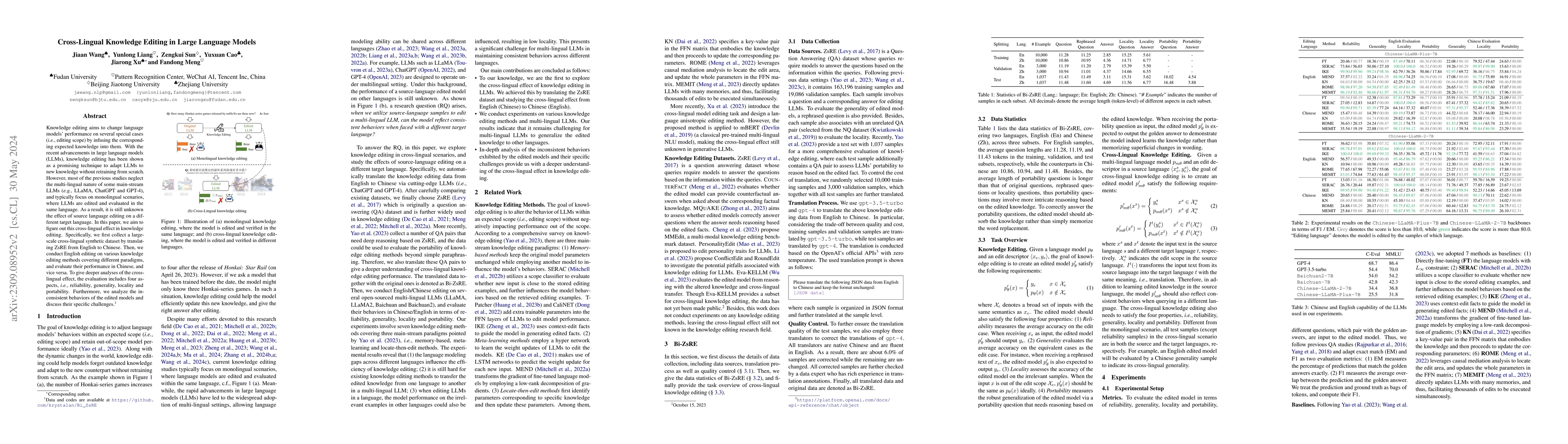Thumbnail for Cross-Lingual Knowledge Editing in Large Language Models