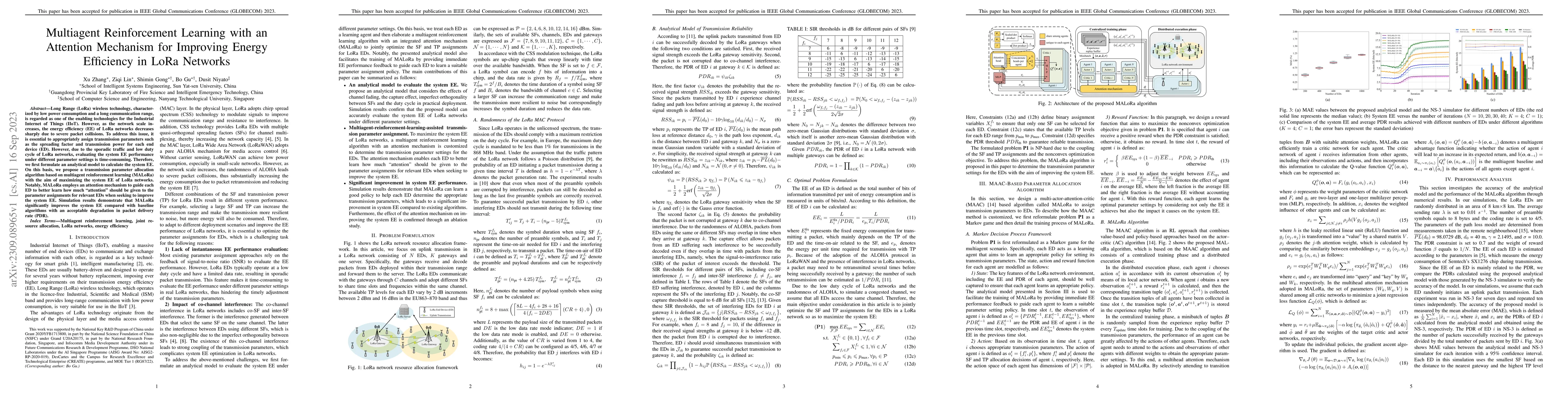Thumbnail for Multiagent Reinforcement Learning with an Attention Mechanism for
  Improving Energy Efficiency in LoRa Networks