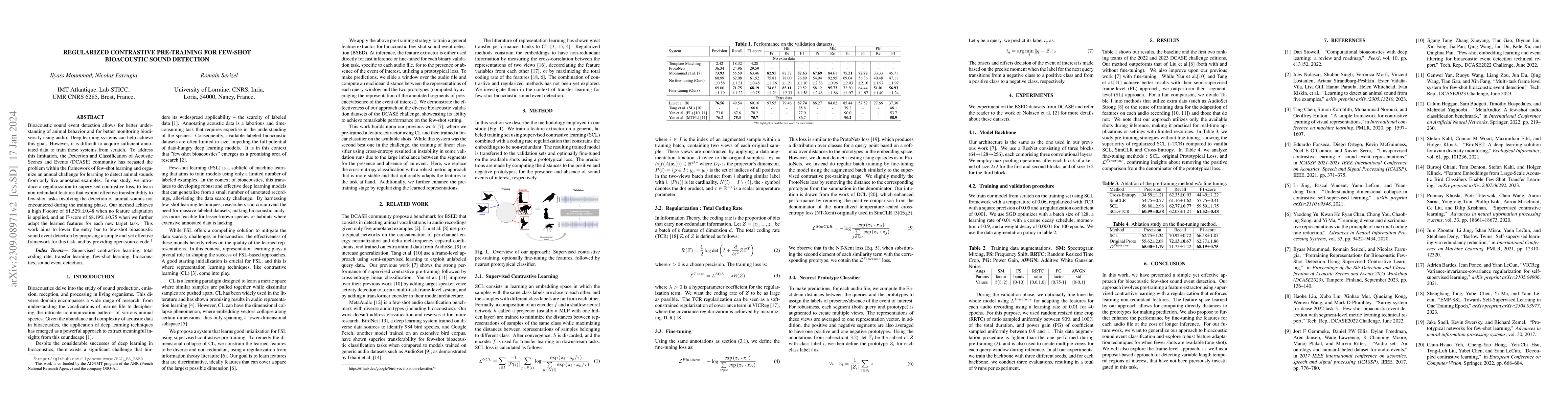 Thumbnail for Regularized Contrastive Pre-training for Few-shot Bioacoustic Sound
  Detection