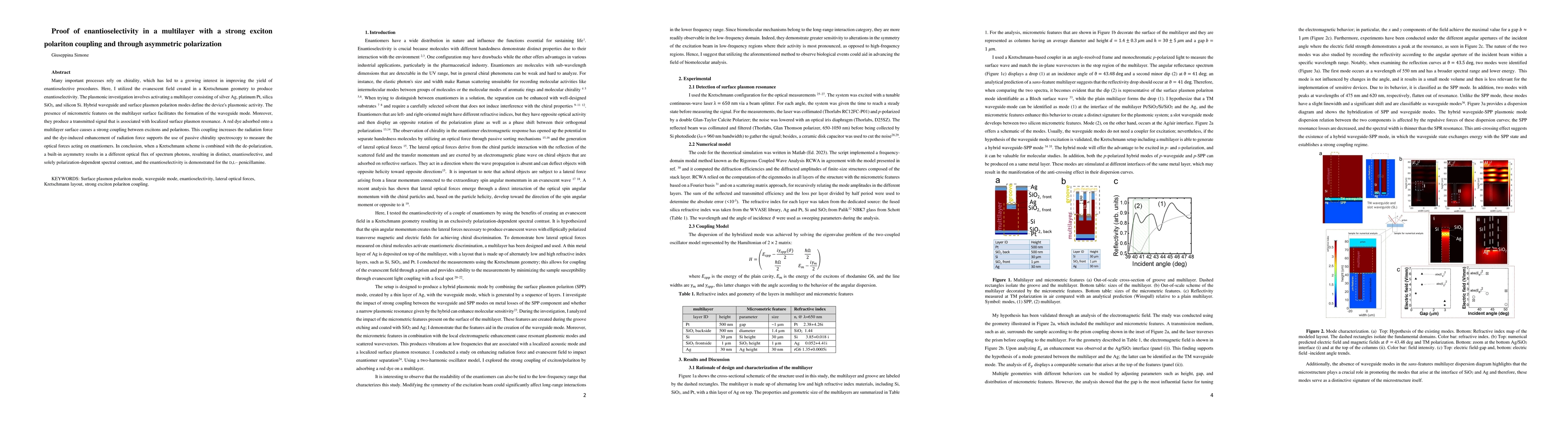 Thumbnail for Proof of enantioselectivity in a multilayer with a strong exciton
  polariton coupling and through asymmetric polarization