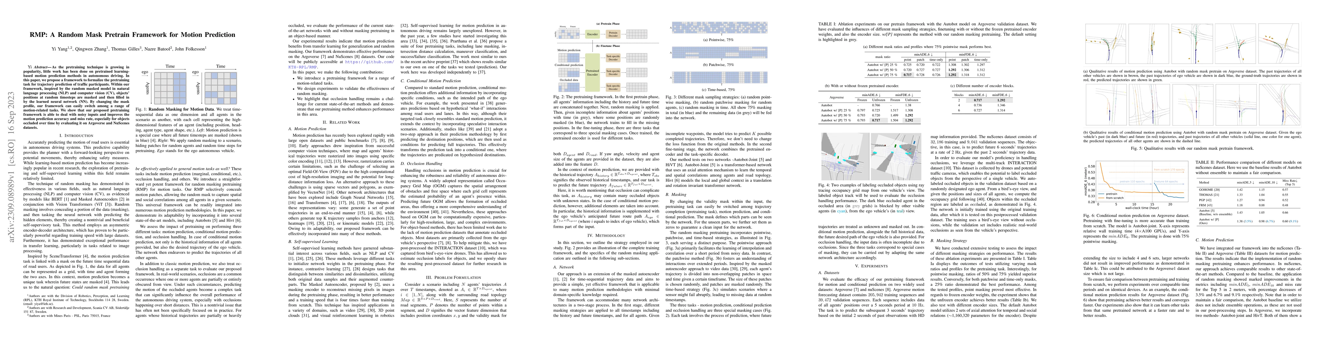 Thumbnail for RMP: A Random Mask Pretrain Framework for Motion Prediction