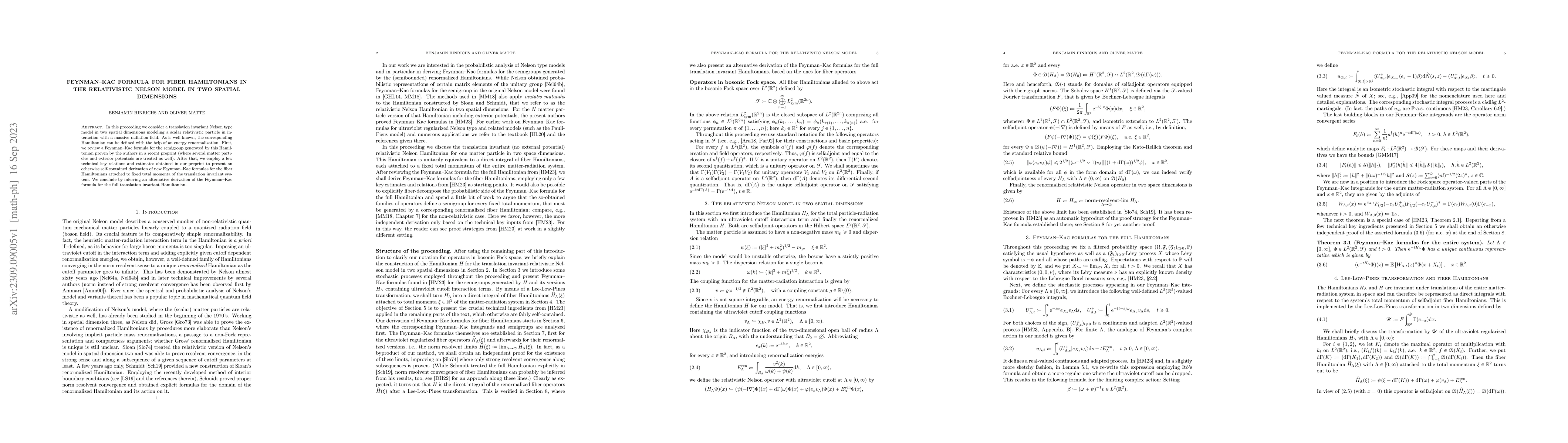 Thumbnail for Feynman-Kac formula for fiber Hamiltonians in the relativistic Nelson
  model in two spatial dimensions