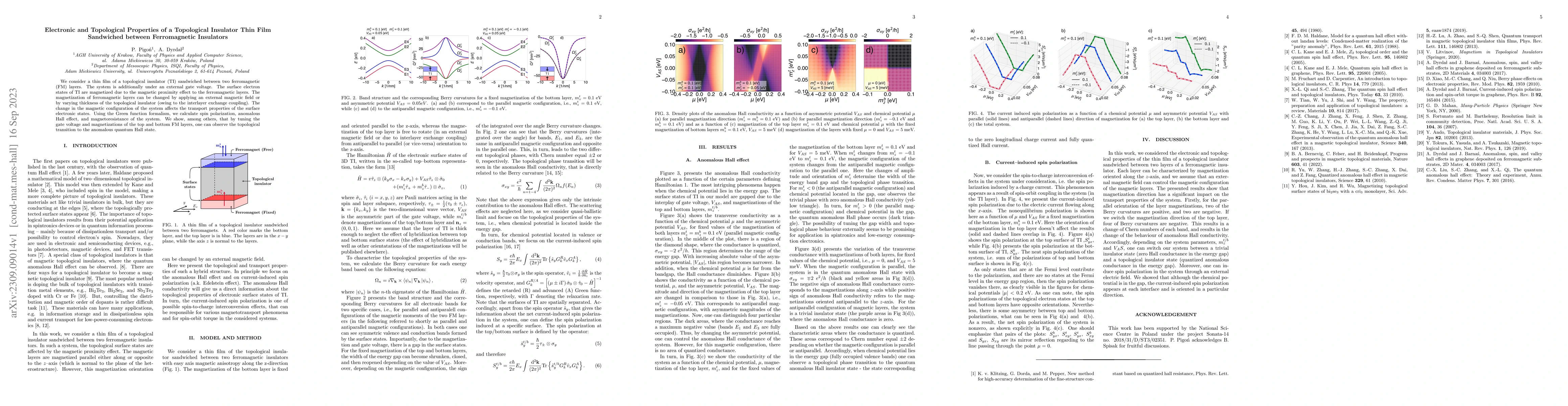 Thumbnail for Electronic and Topological Properties of a Topological Insulator Thin
  Film Sandwiched between Ferromagnetic Insulators