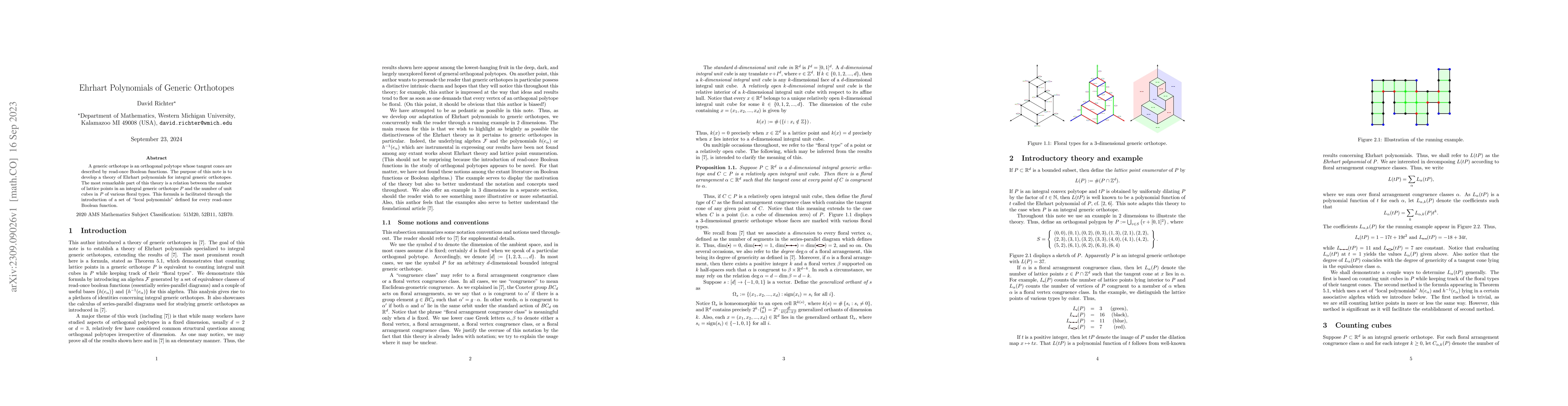 Thumbnail for Ehrhart Polynomials of Generic Orthotopes