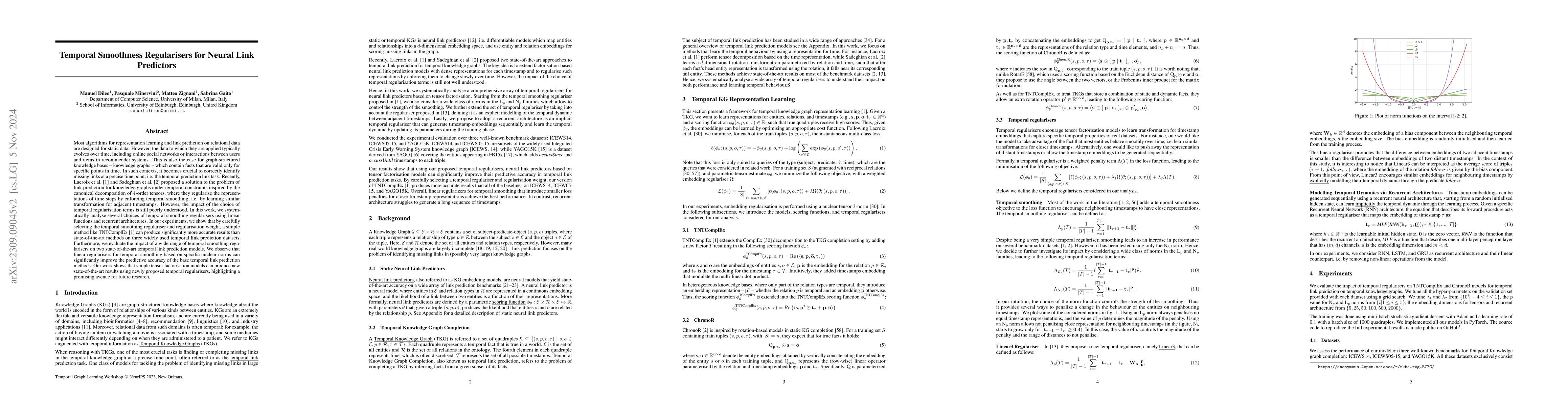 Thumbnail for Temporal Smoothness Regularisers for Neural Link Predictors