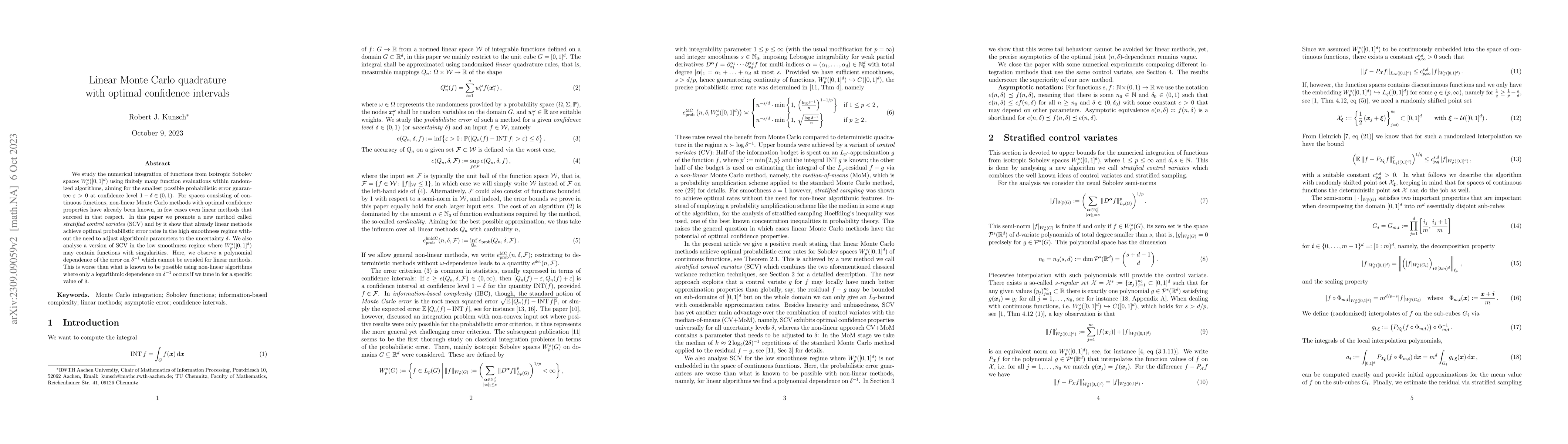 Thumbnail for Linear Monte Carlo quadrature with optimal confidence intervals
