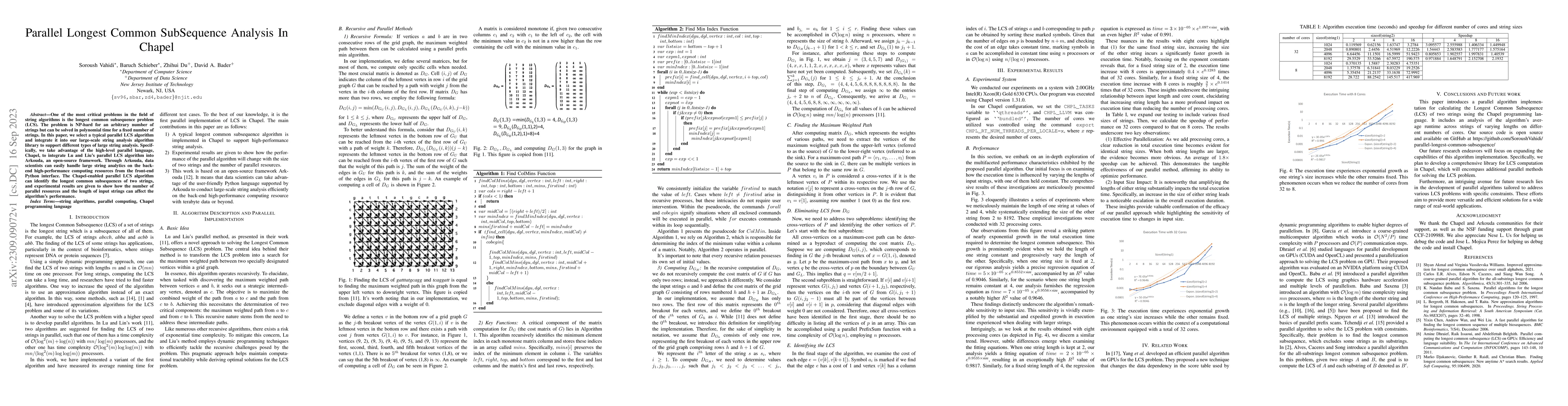 Thumbnail for Parallel Longest Common SubSequence Analysis In Chapel