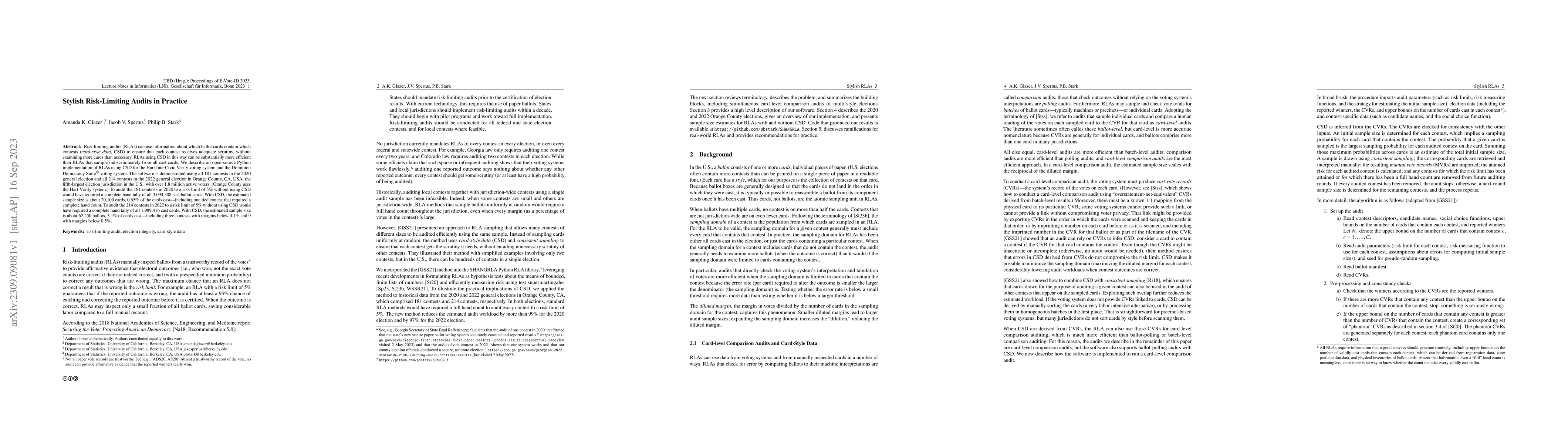 Thumbnail for Stylish Risk-Limiting Audits in Practice
