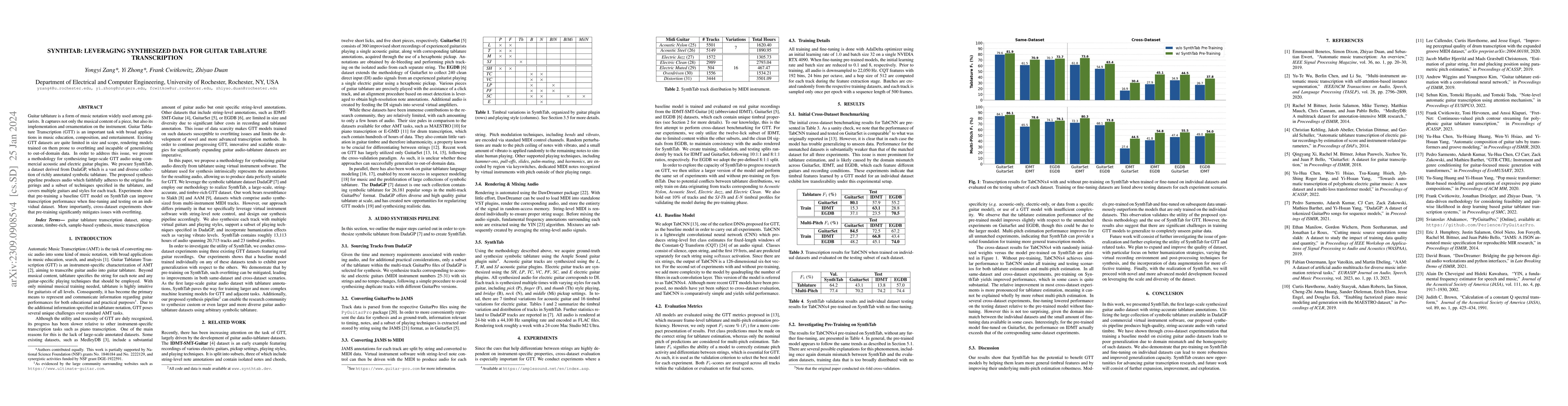 Thumbnail for SynthTab: Leveraging Synthesized Data for Guitar Tablature Transcription