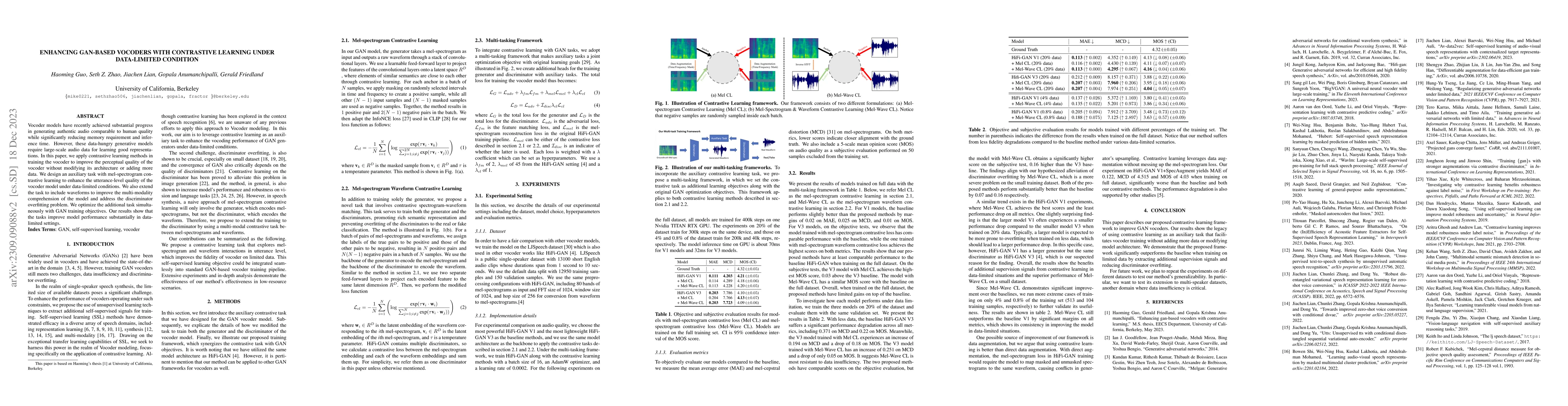 Thumbnail for Enhancing GAN-Based Vocoders with Contrastive Learning Under
  Data-limited Condition