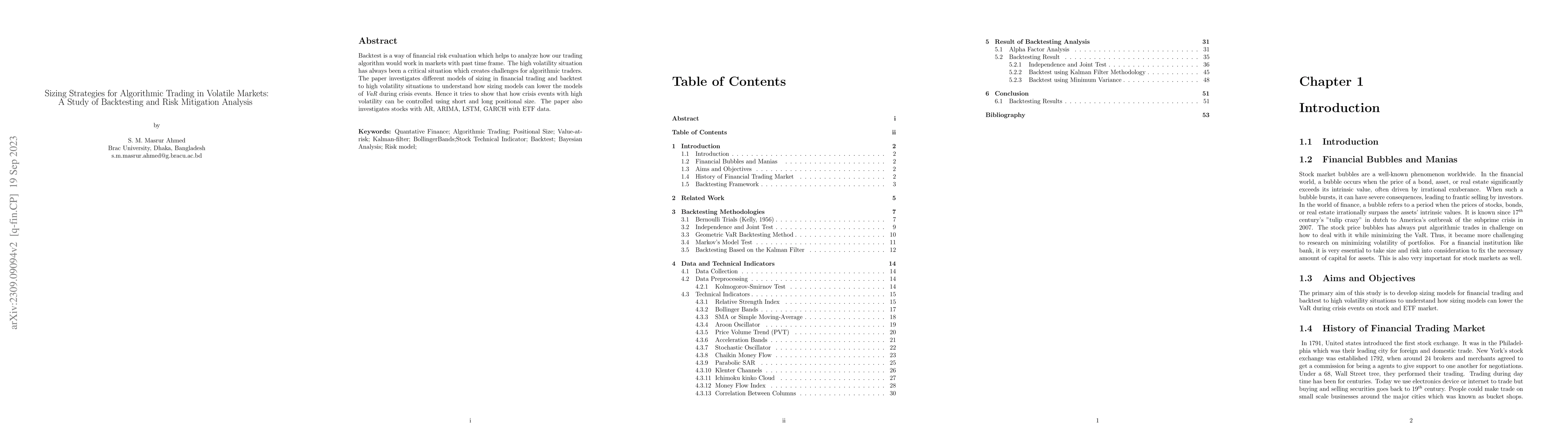 Thumbnail for Sizing Strategies for Algorithmic Trading in Volatile Markets: A Study
  of Backtesting and Risk Mitigation Analysis