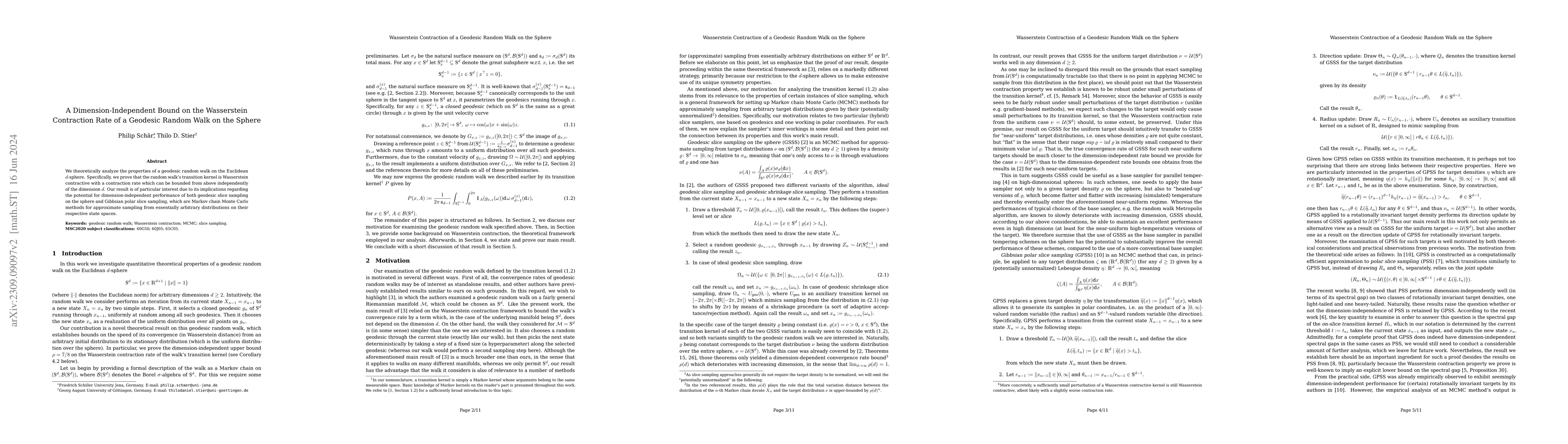 Thumbnail for A Dimension-Independent Bound on the Wasserstein Contraction Rate of a
  Geodesic Random Walk on the Sphere