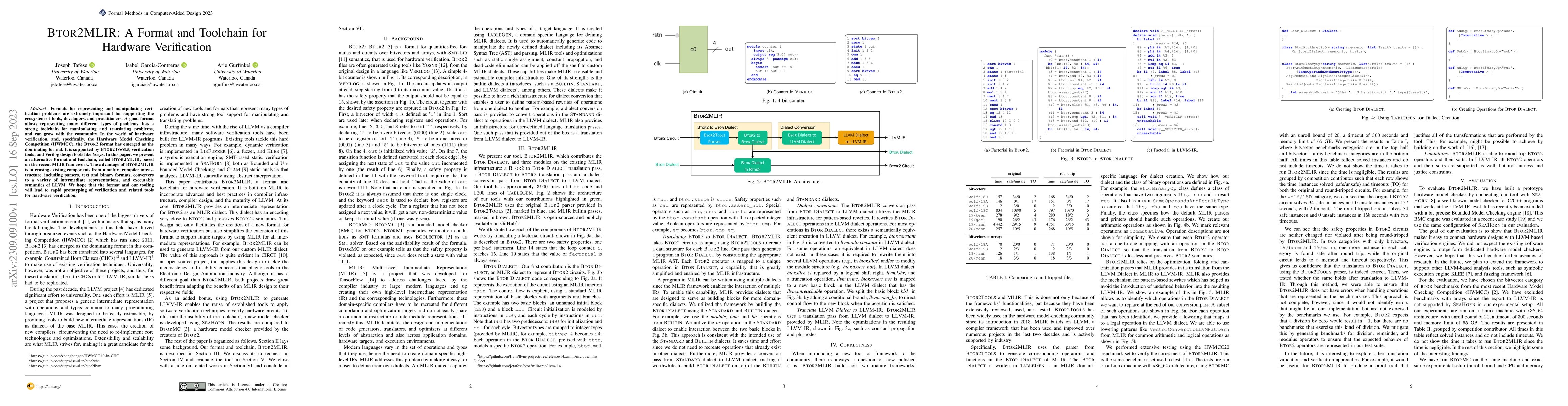 Thumbnail for Btor2MLIR: A Format and Toolchain for Hardware Verification