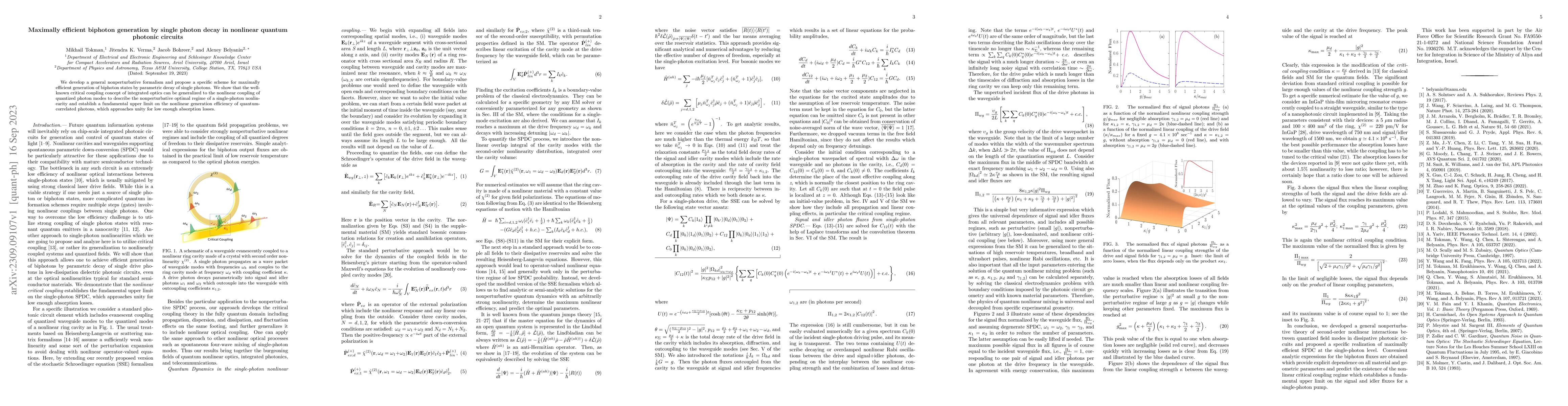 Thumbnail for Maximally efficient biphoton generation by single photon decay in
  nonlinear quantum photonic circuits