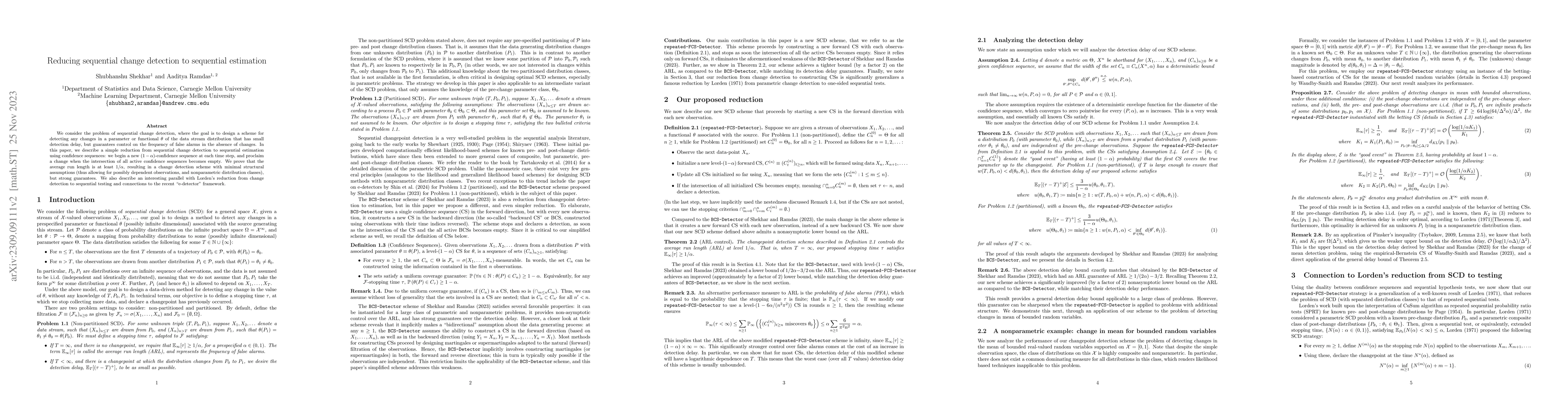 Thumbnail for Reducing sequential change detection to sequential estimation