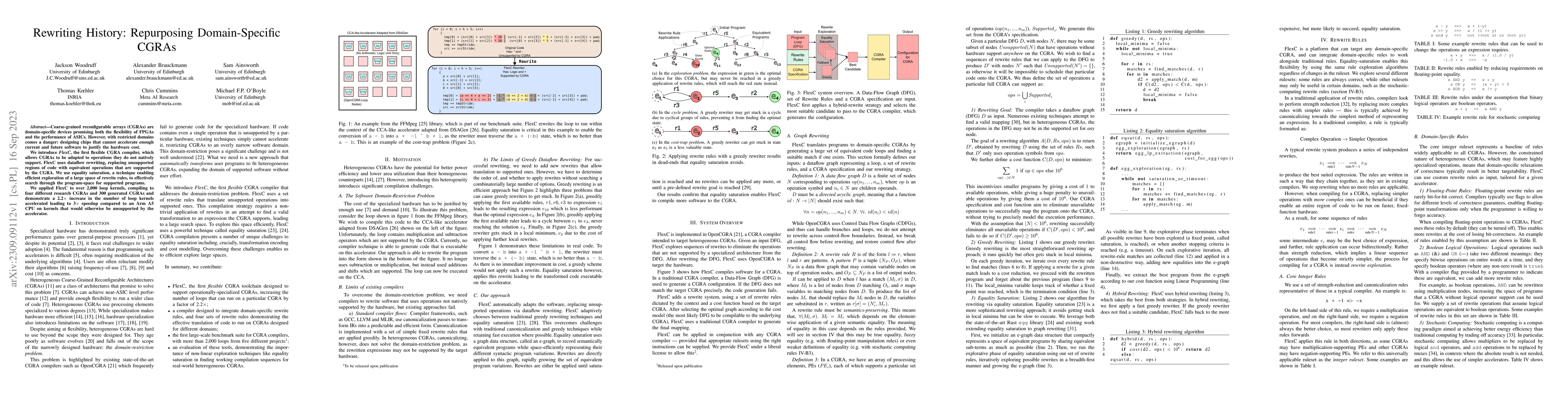 Thumbnail for Rewriting History: Repurposing Domain-Specific CGRAs