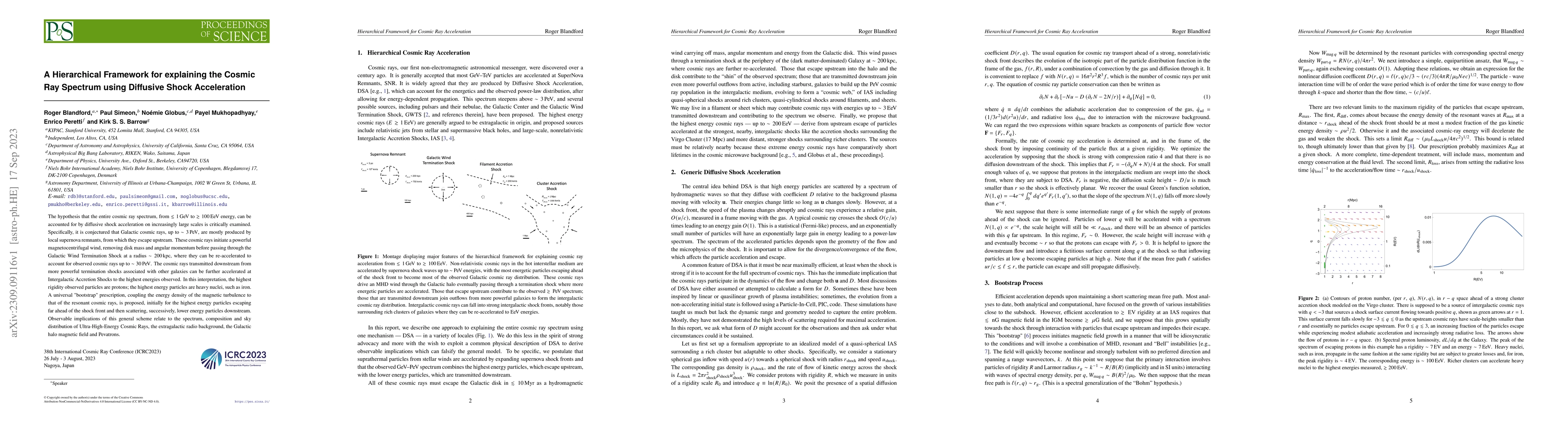 Thumbnail for A Hierarchical Framework for explaining the Cosmic Ray Spectrum using
  Diffusive Shock Acceleration