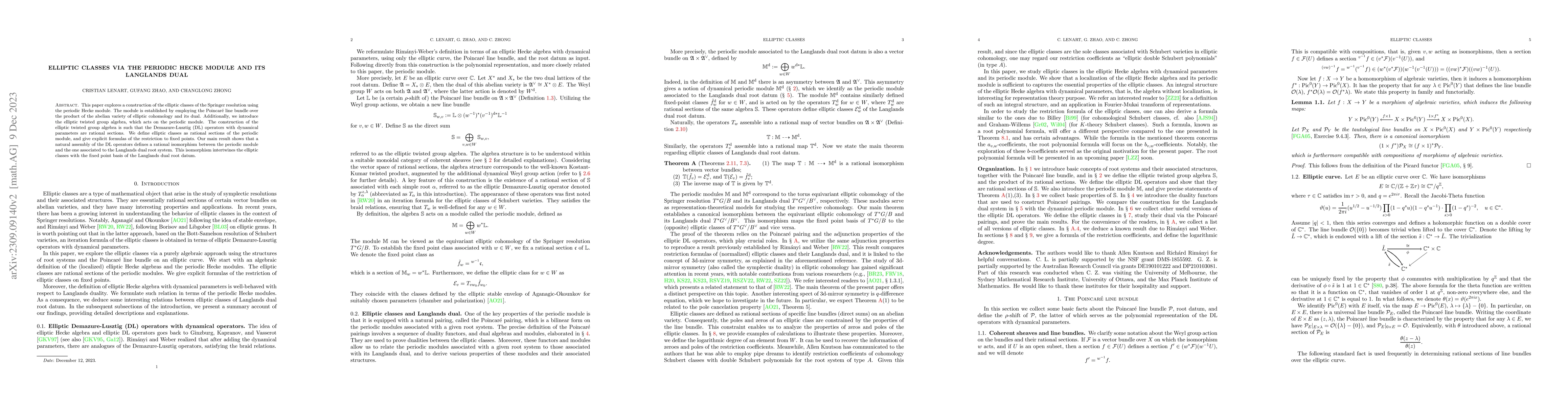 Thumbnail for Elliptic classes via the periodic Hecke module and its Langlands dual
