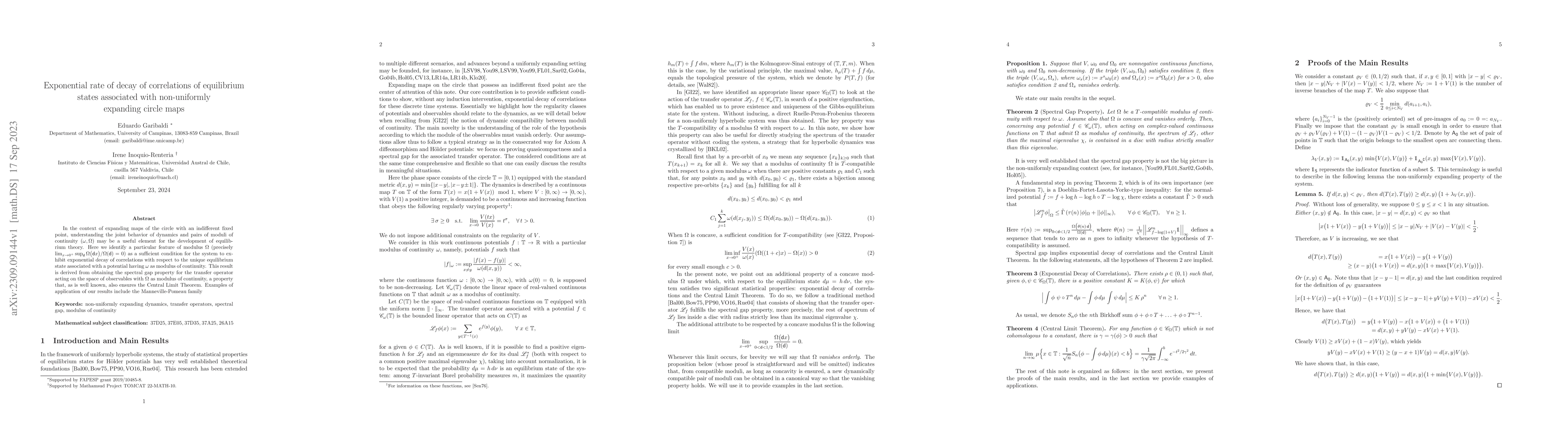 Thumbnail for Exponential rate of decay of correlations of equilibrium states
  associated with non-uniformly expanding circle maps