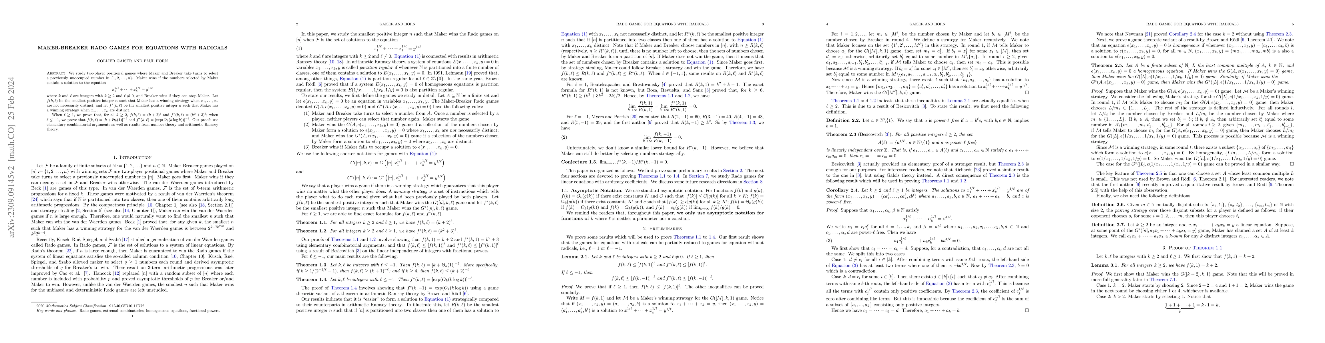 Thumbnail for Maker-Breaker Rado games for equations with radicals
