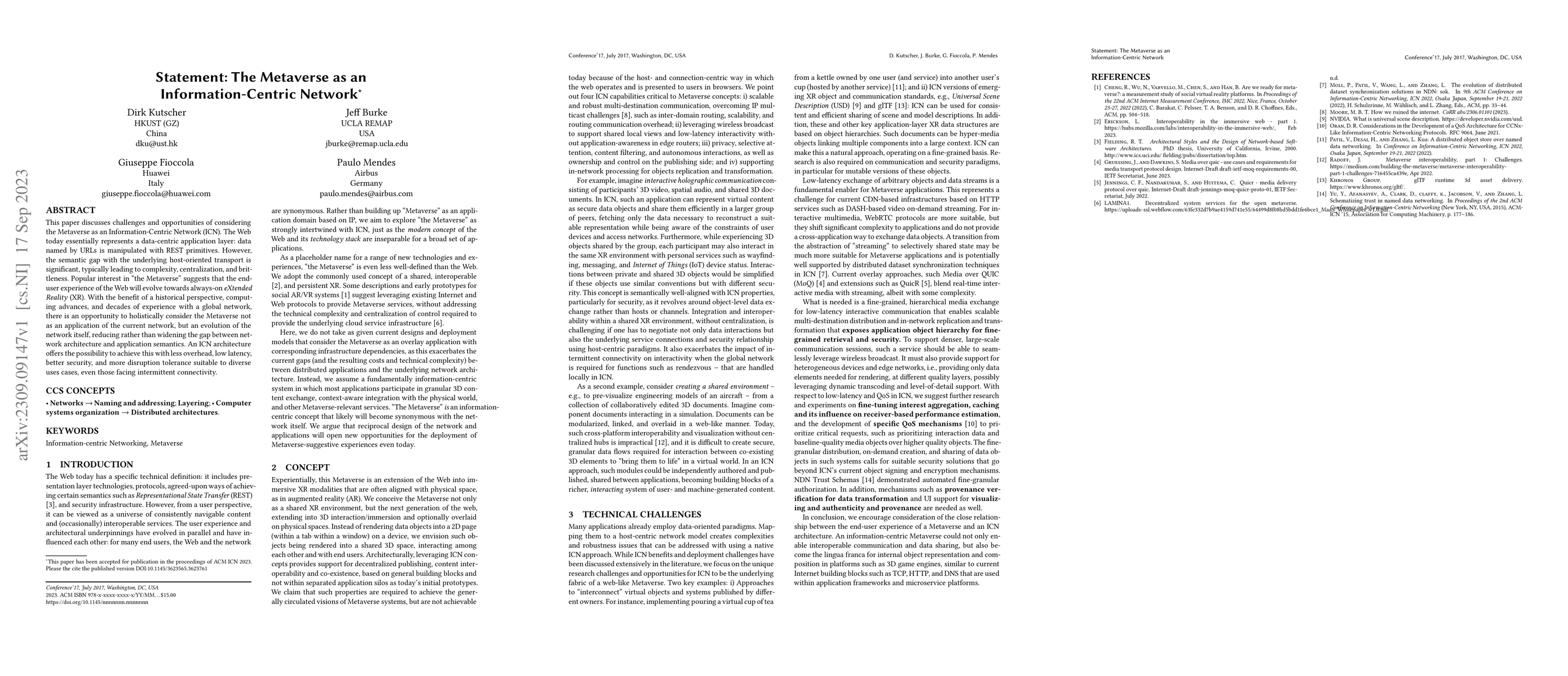 Thumbnail for Statement: The Metaverse as an Information-Centric Network