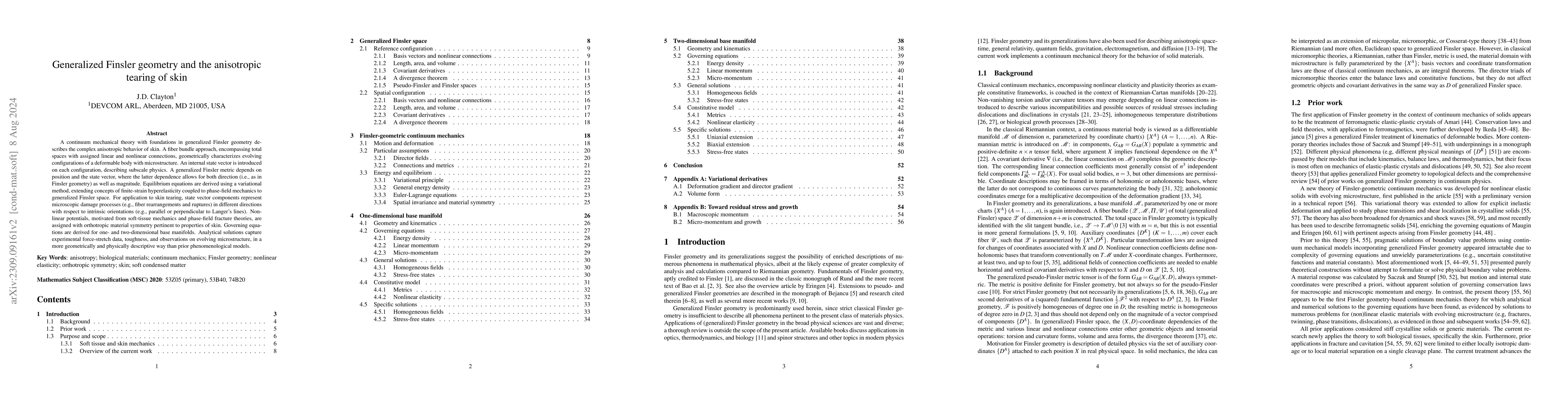 Thumbnail for Generalized Finsler geometry and the anisotropic tearing of skin